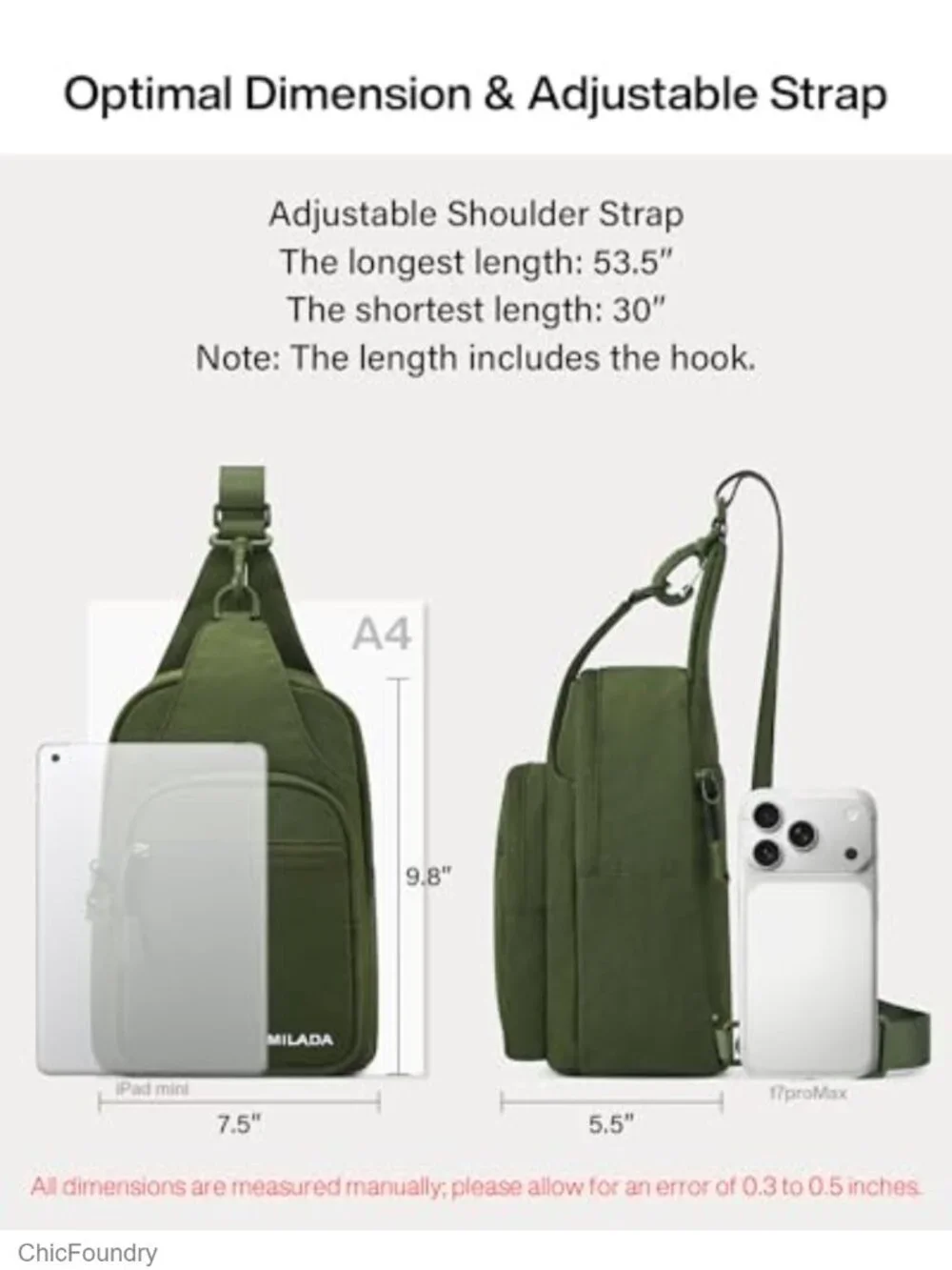 Anti Theft Crossbody Sling Bag RFID Blocking Travel Purse with Multiple Pockets
